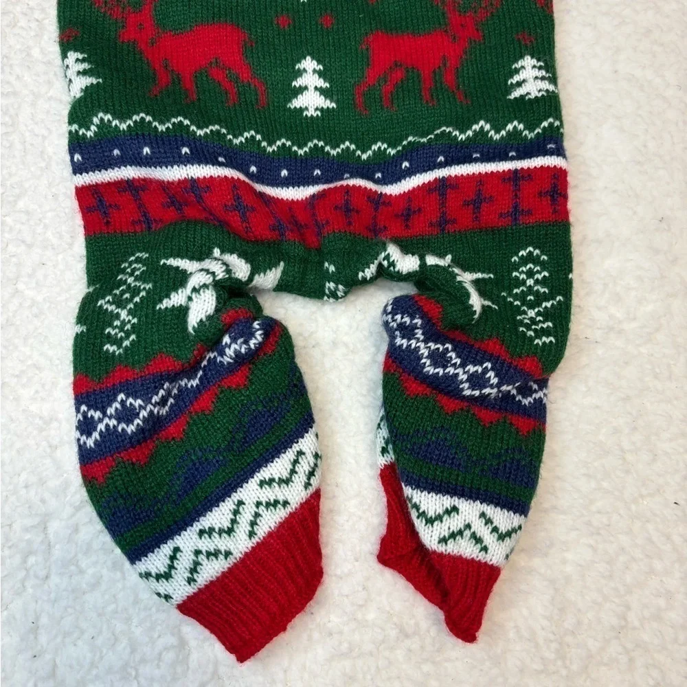 Embroider Pet Dog Ugly Christmas Sweater Knit Warm Full Body